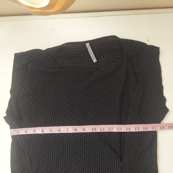 Scanlan Theodore Black W/ Dots Snap Wrap Viscose Dress Cap Sleeve Above Knee M/L - Picture 10 of 13